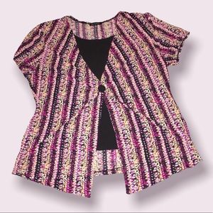 Notations short sleeve top with black insert